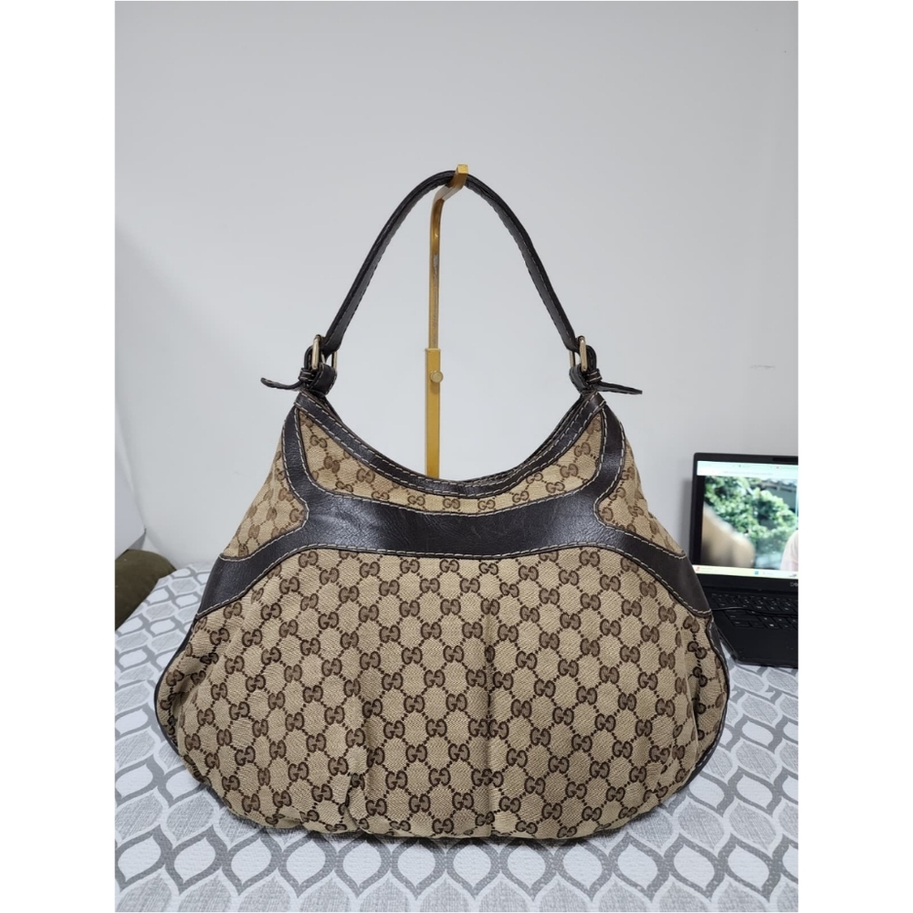 GUCCI GG Canvas And Leather Queen Large Hobo Bag Beige/Brown - Picture 3 of 13